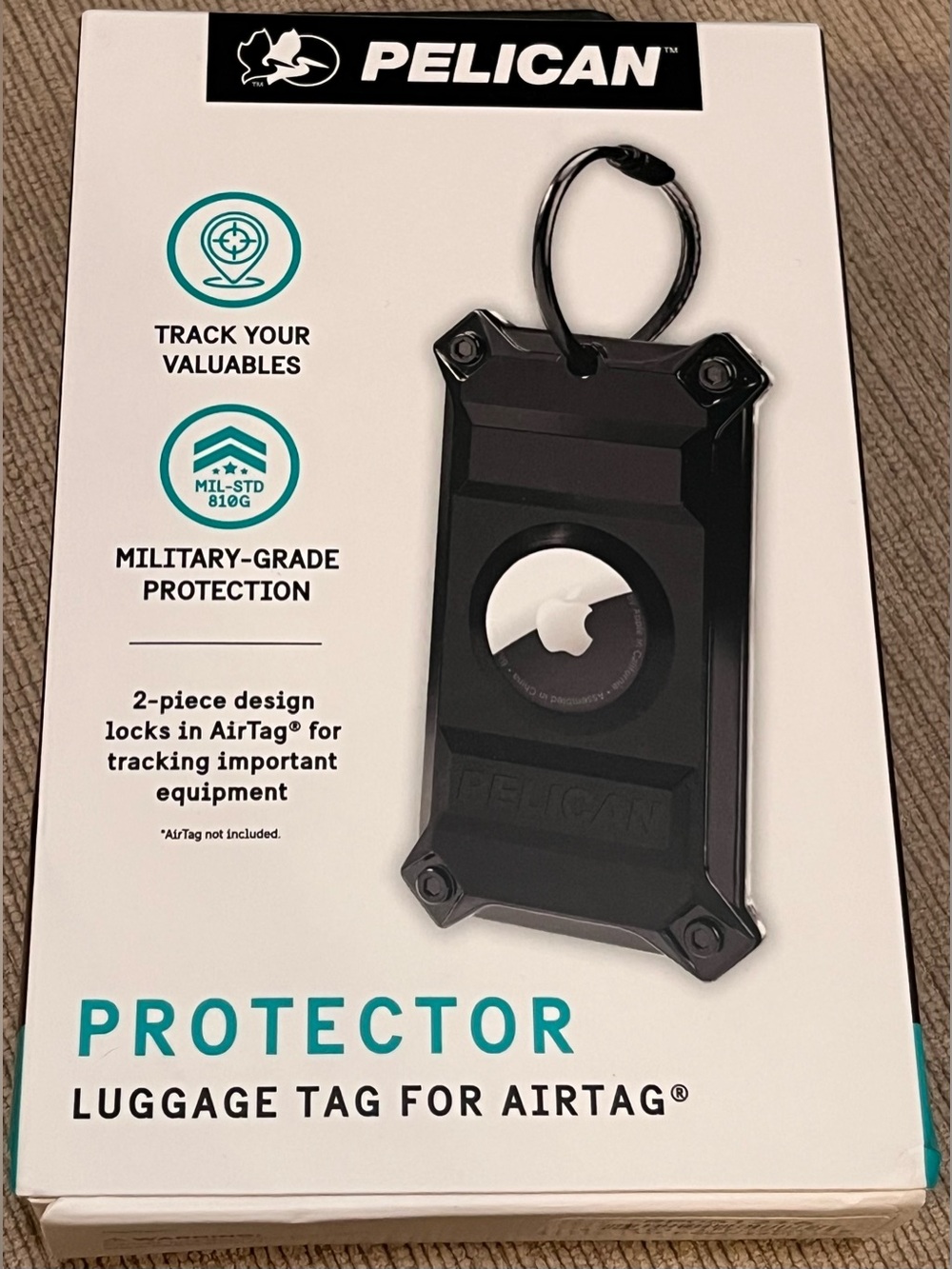 Pelican Protector Luggage Tag for AirTag in Black
